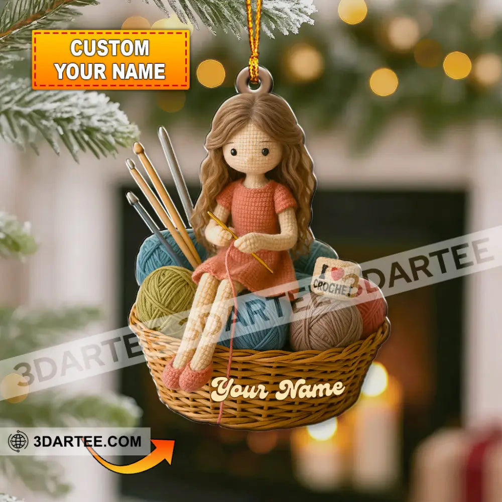 The Knitting Girl Crochet Home Decor Christmas Ornament Personalized Ornament 3.54’’ / 1 Ornament Ornament