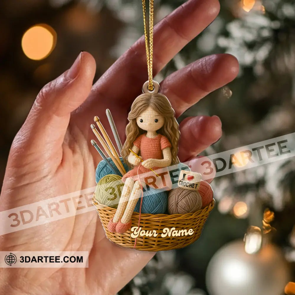 The Knitting Girl Crochet Home Decor Christmas Ornament Personalized Ornament Ornament