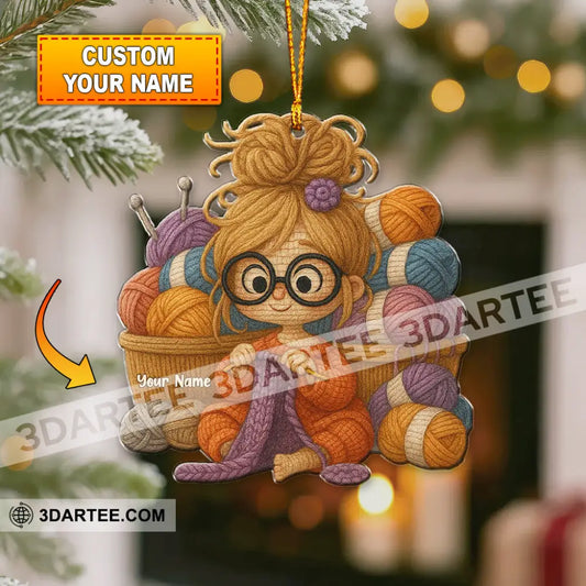 The Knitting Girl Home Decor Christmas Ornament Personalized Ornament 3.54’’ / 1 Ornament Ornament
