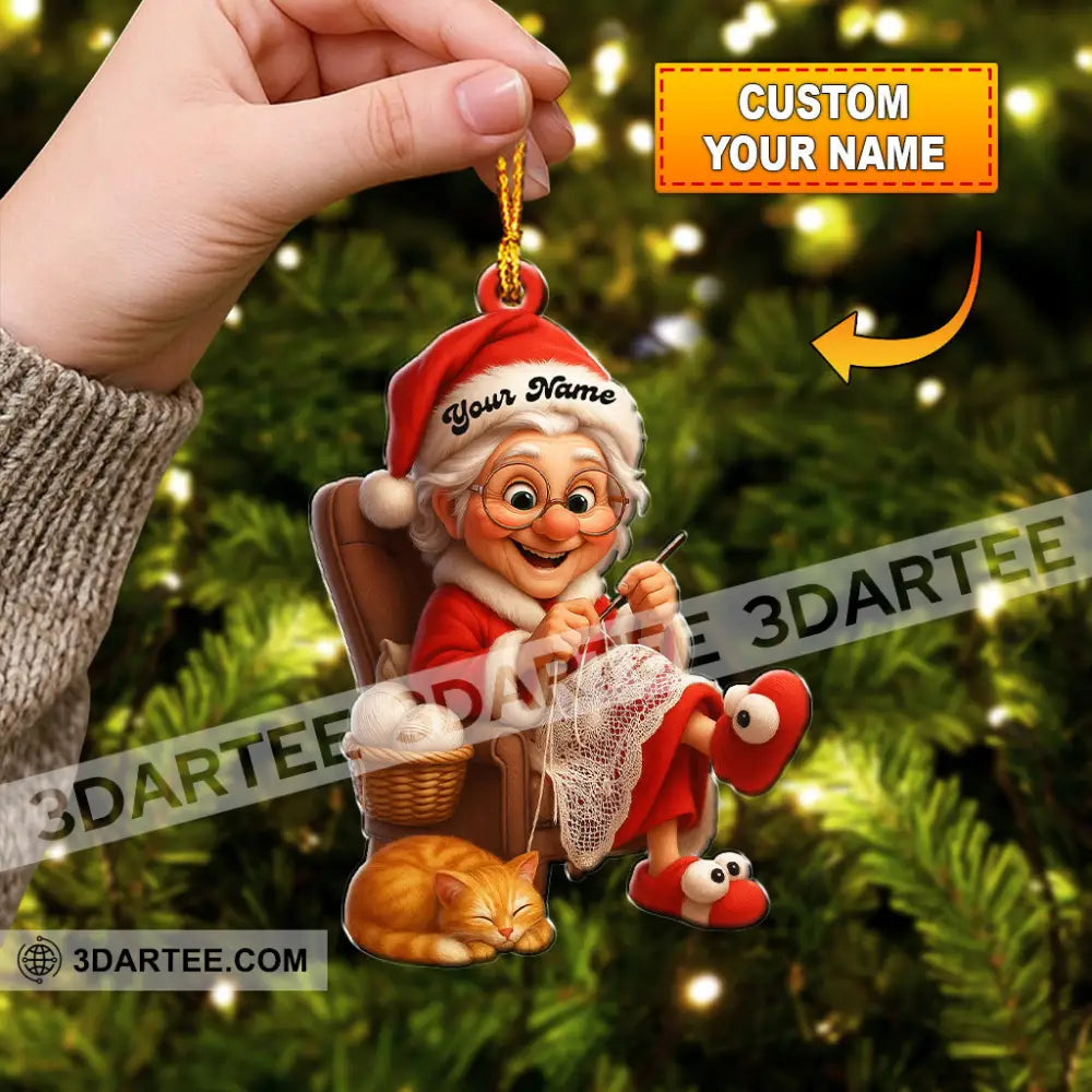 The Knitting Woman Home Decor Christmas Ornament Personalized Ornament 3.54’’ / 1 Ornament Ornament