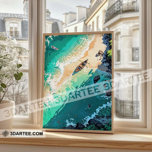 Tropical Beach Boat Canvas Poster Poster / 12’’ x 8’’