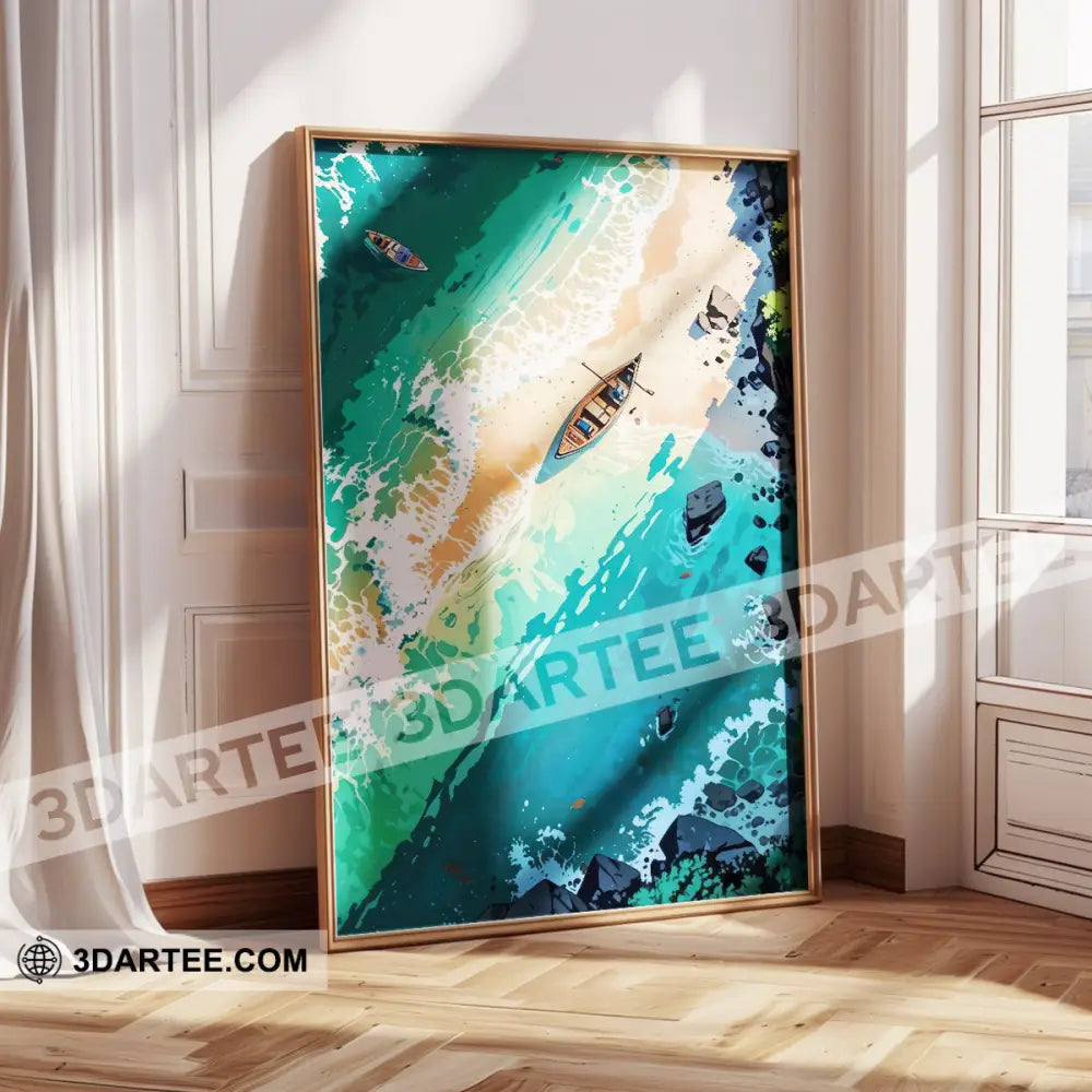 Tropical Beach Boat Canvas Poster