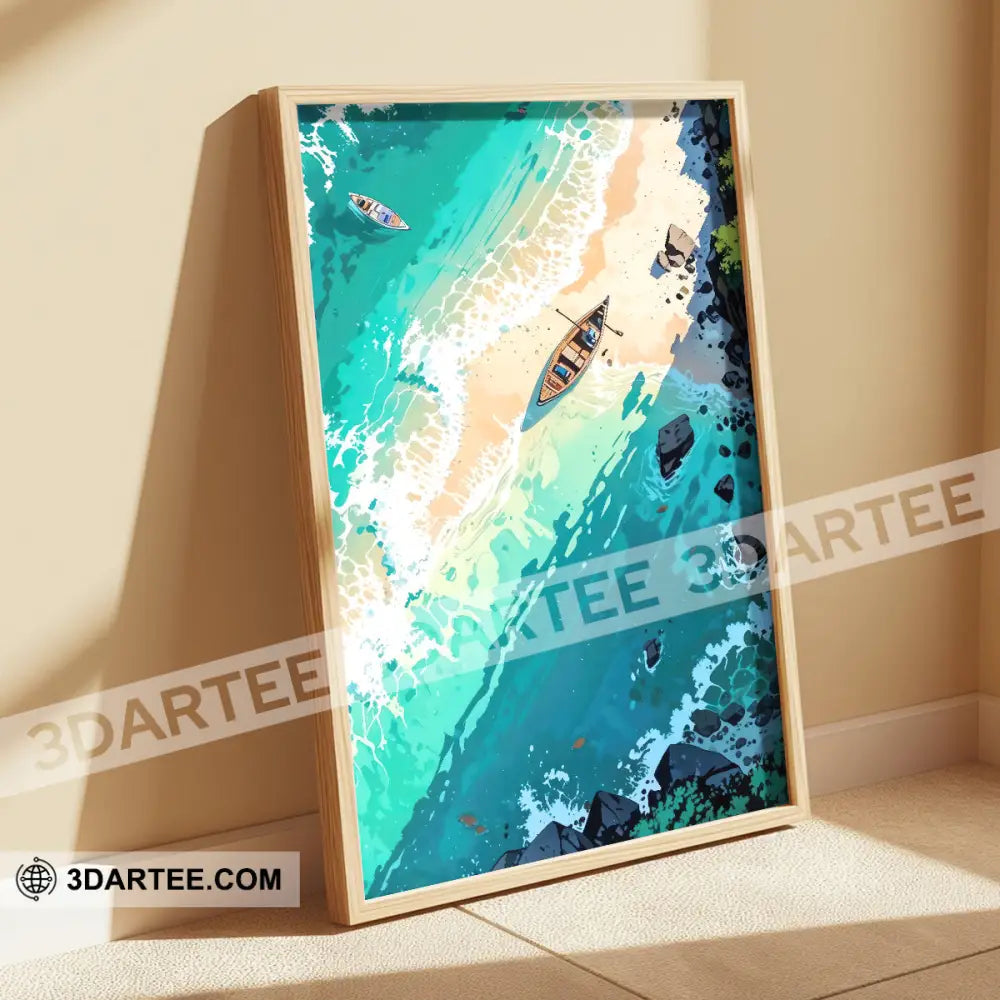 Tropical Beach Boat Canvas Poster