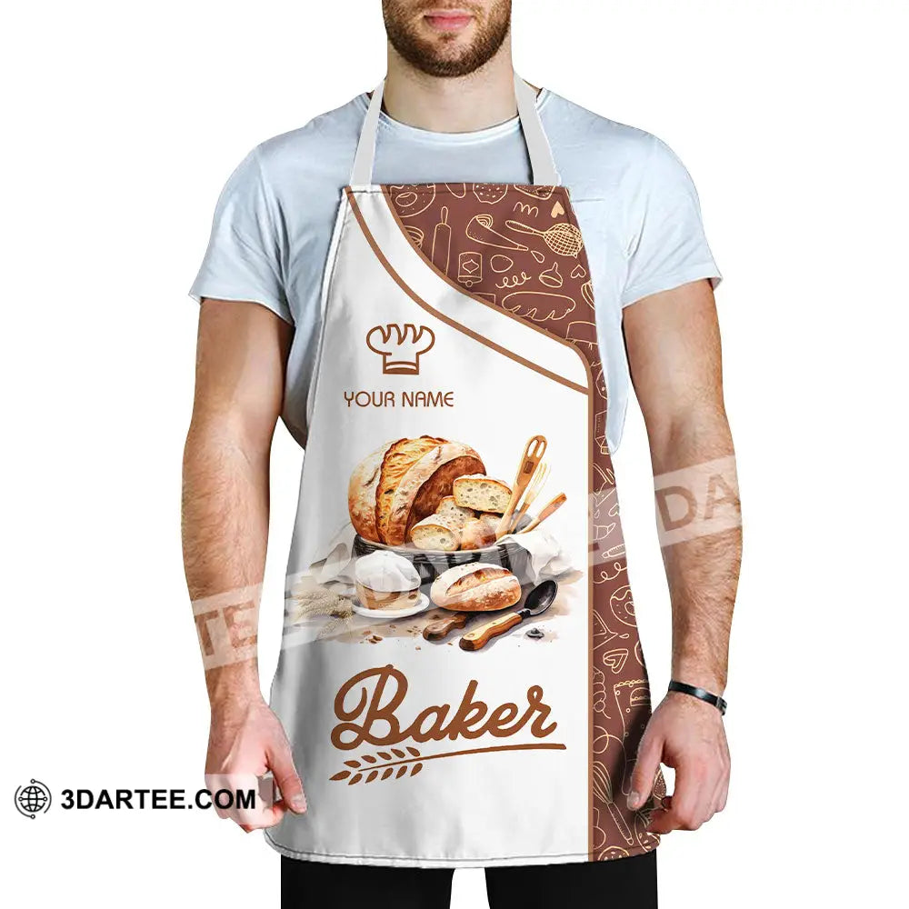 Unisex Apron - Custom Name White Baker Making Apparel