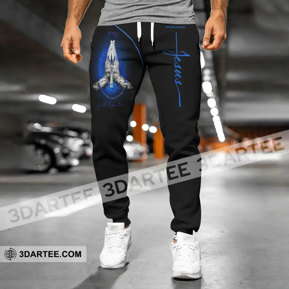 Unisex Clothing Custom Jesus Pray Faith Hope Love Jogger Pants Gift For Christian