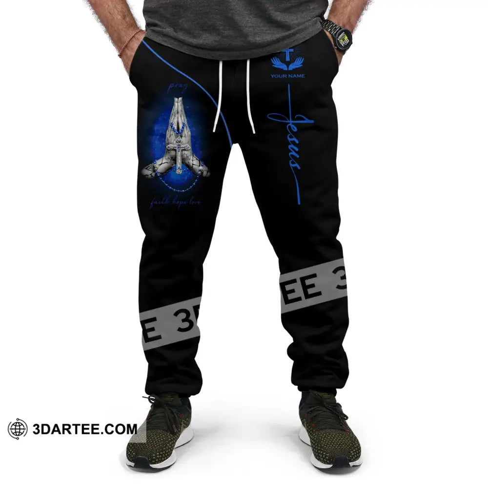 Unisex Clothing Custom Jesus Pray Faith Hope Love Jogger Pants Gift For Christian