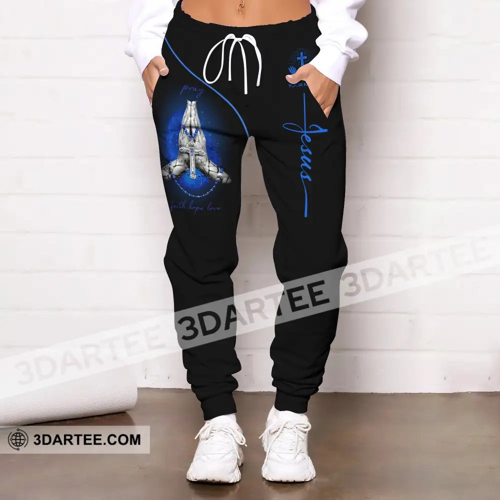 Unisex Clothing Custom Jesus Pray Faith Hope Love Jogger Pants Gift For Christian