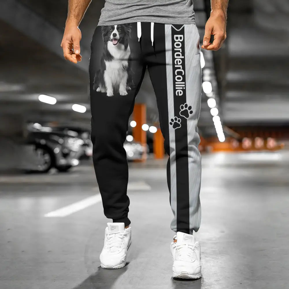 Unisex Clothing Custom Jogger Border Collie Pants For Pet Lovers