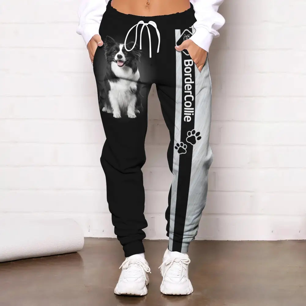 Unisex Clothing Custom Jogger Border Collie Pants For Pet Lovers