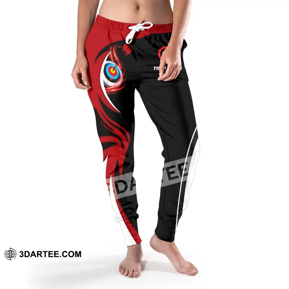 Unisex Pants - Custom Name Archery Sport Red Wave