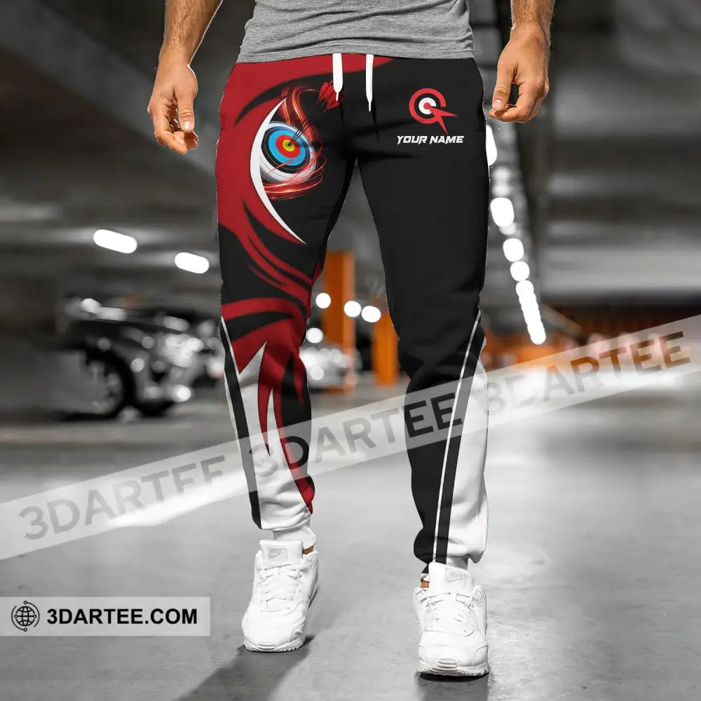 Unisex Pants - Custom Name Archery Sport Red Wave