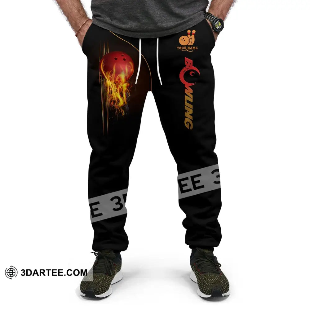 Unisex Pants - Custom Name Fire Bowling Pants - Pants