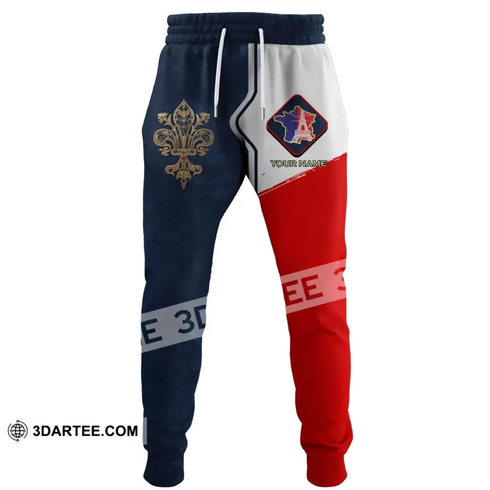 Unisex Pants - Custom Name France Map Jogger