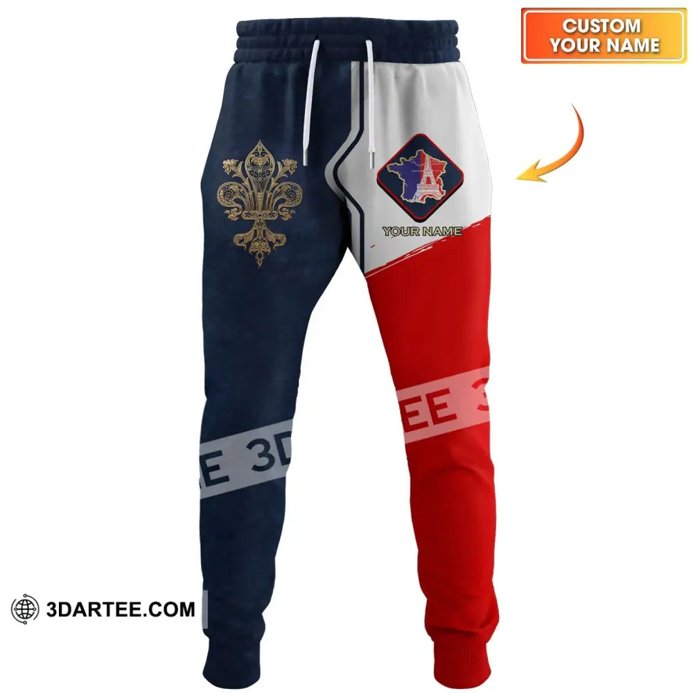 Unisex Pants - Custom Name France Map Jogger S