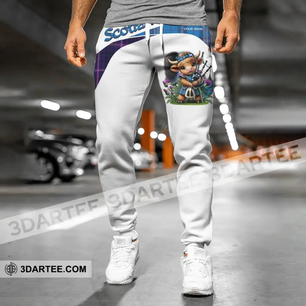 Unisex Pants - Custom Text Pants Scotland Highland Cow With Bagpipes Pants Pants