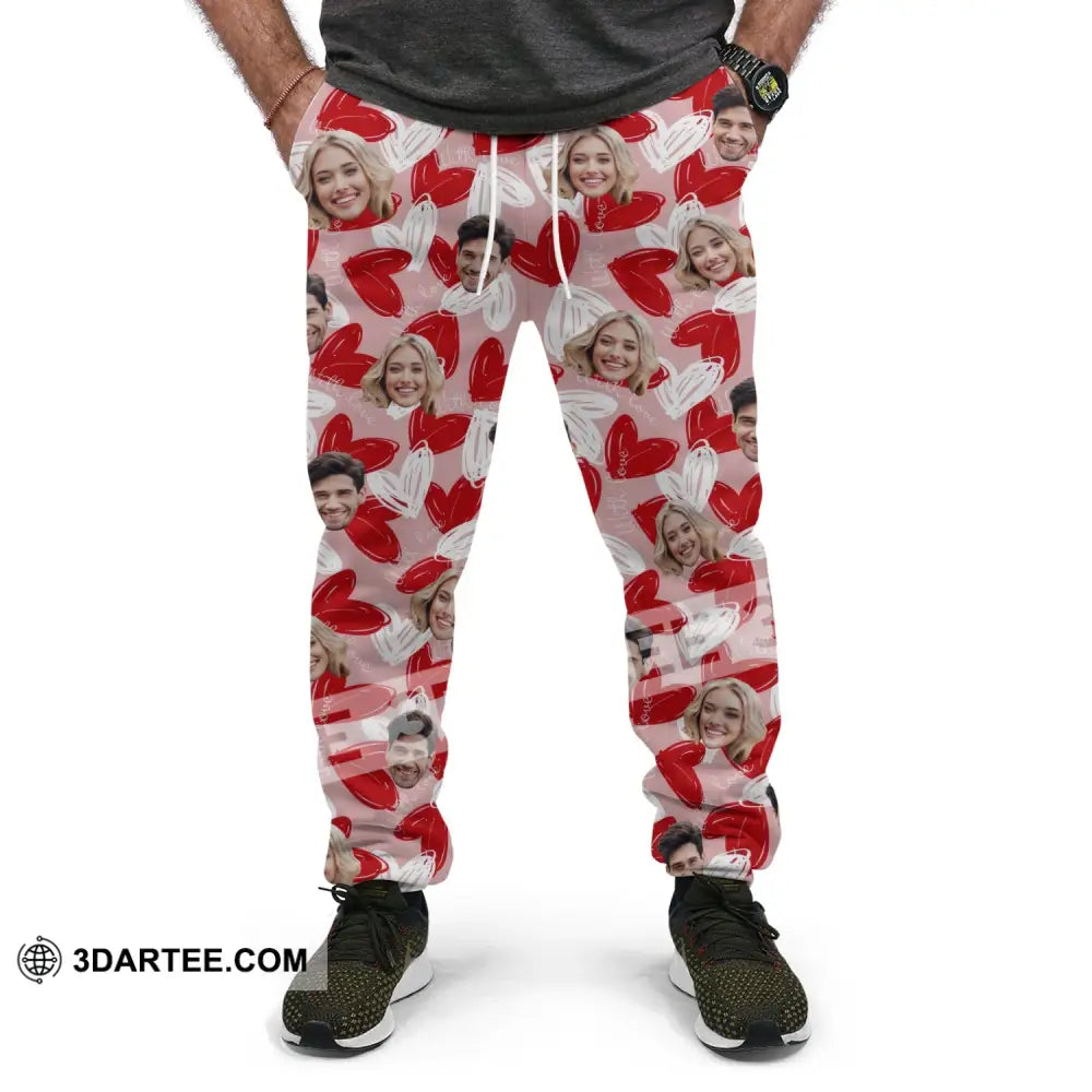 Unisex Pants - Pink Heart Couple Lover Sport Pants Pants