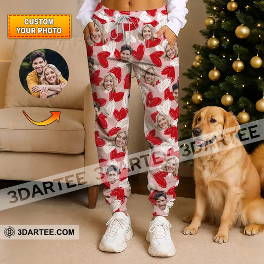 Unisex Pants - Pink Heart Couple Lover Sport Pants S Pants