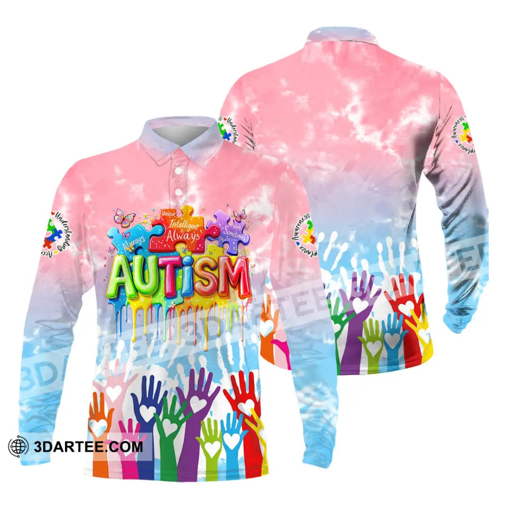 Unisex Shirt - Autism 3D Shirt Long Sleeve Polo / S T-shirt