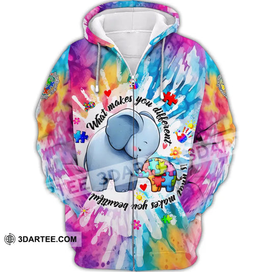 Unisex Shirt - Autism What Make You Different 3D Shirt Zipper Hoodie / S T-shirt