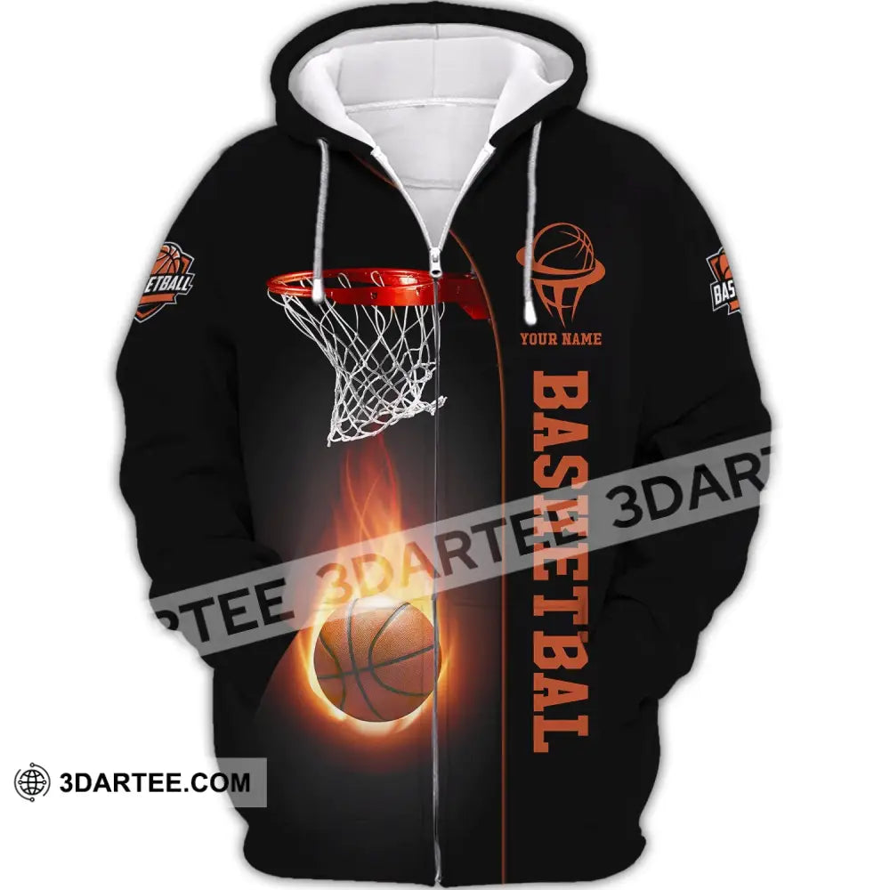 Unisex Shirt Basketball Custom Name T-Shirt Polo Gift For Player Zipper Hoodie / S