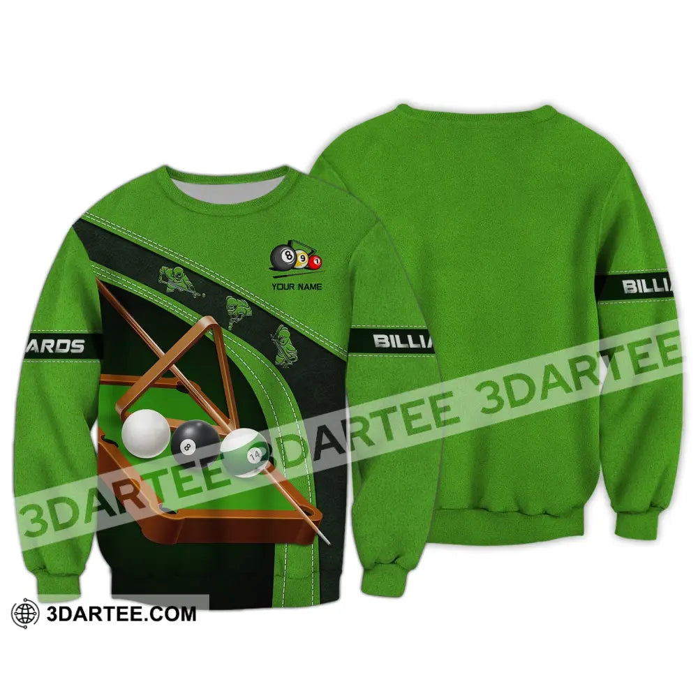 Unisex Shirt Billiards Green T-Shirt Table Polo For Lovers Long Sleeve / S