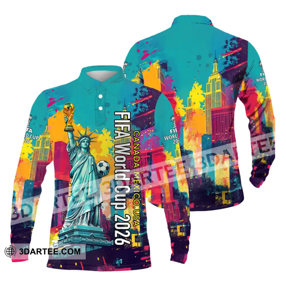 Unisex Shirt - Canada - Mexico - USA Fifa World Cup 2026 3D Shirt Long Sleeve Polo / S T-shirt