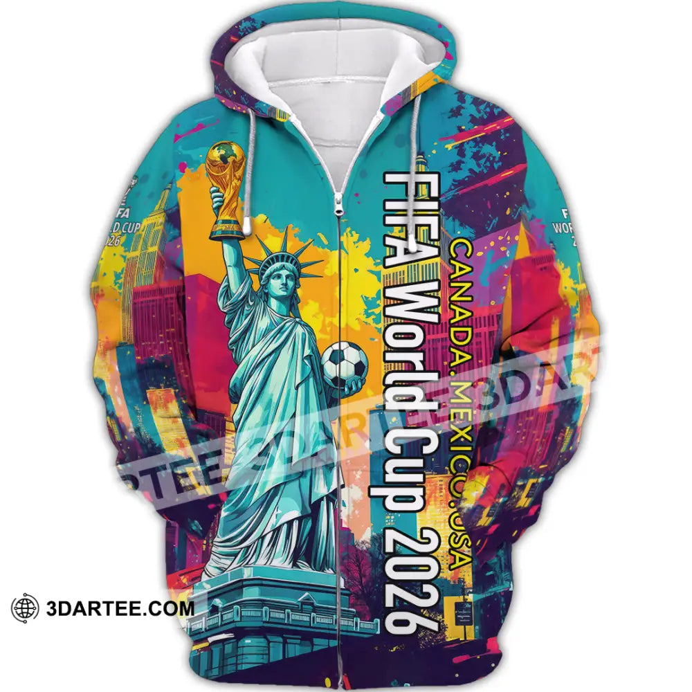Unisex Shirt - Canada - Mexico - USA Fifa World Cup 2026 3D Shirt Zipper Hoodie / S T-shirt