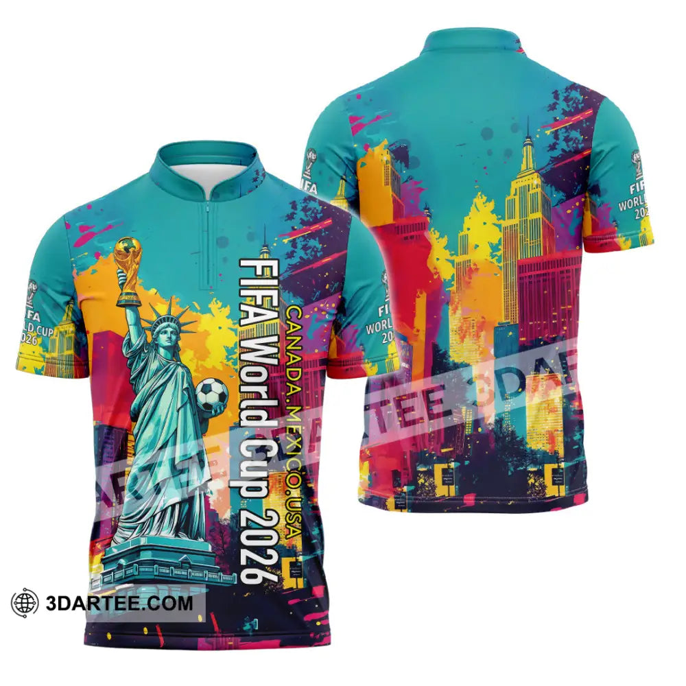 Unisex Shirt - Canada - Mexico - USA Fifa World Cup 2026 3D Shirt Zipper Polo Shirt / S T-shirt