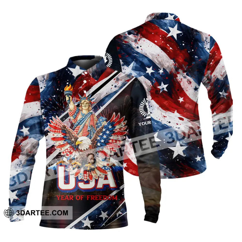 Unisex Shirt - Custom 250 Years Of United State Of America 3D Shirt Long Sleeve Polo / S T-shirt