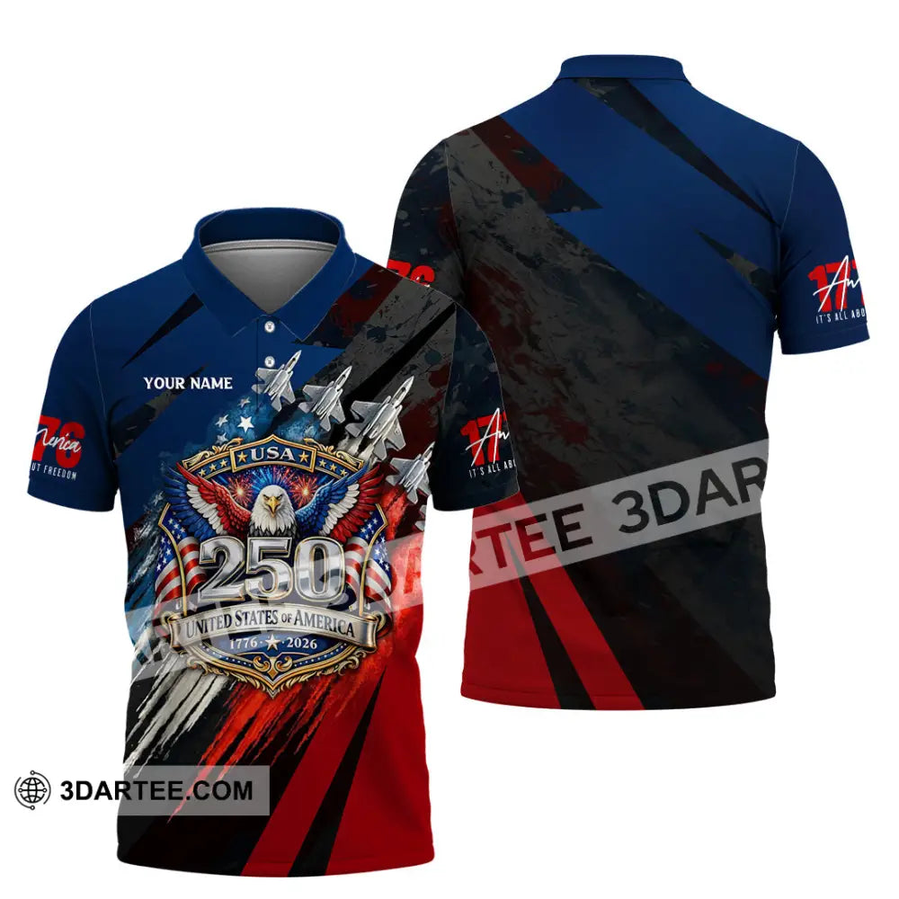 Unisex Shirt - Custom 250 Years Of United State Of America 3D Shirt Polo Shirt / S T-shirt