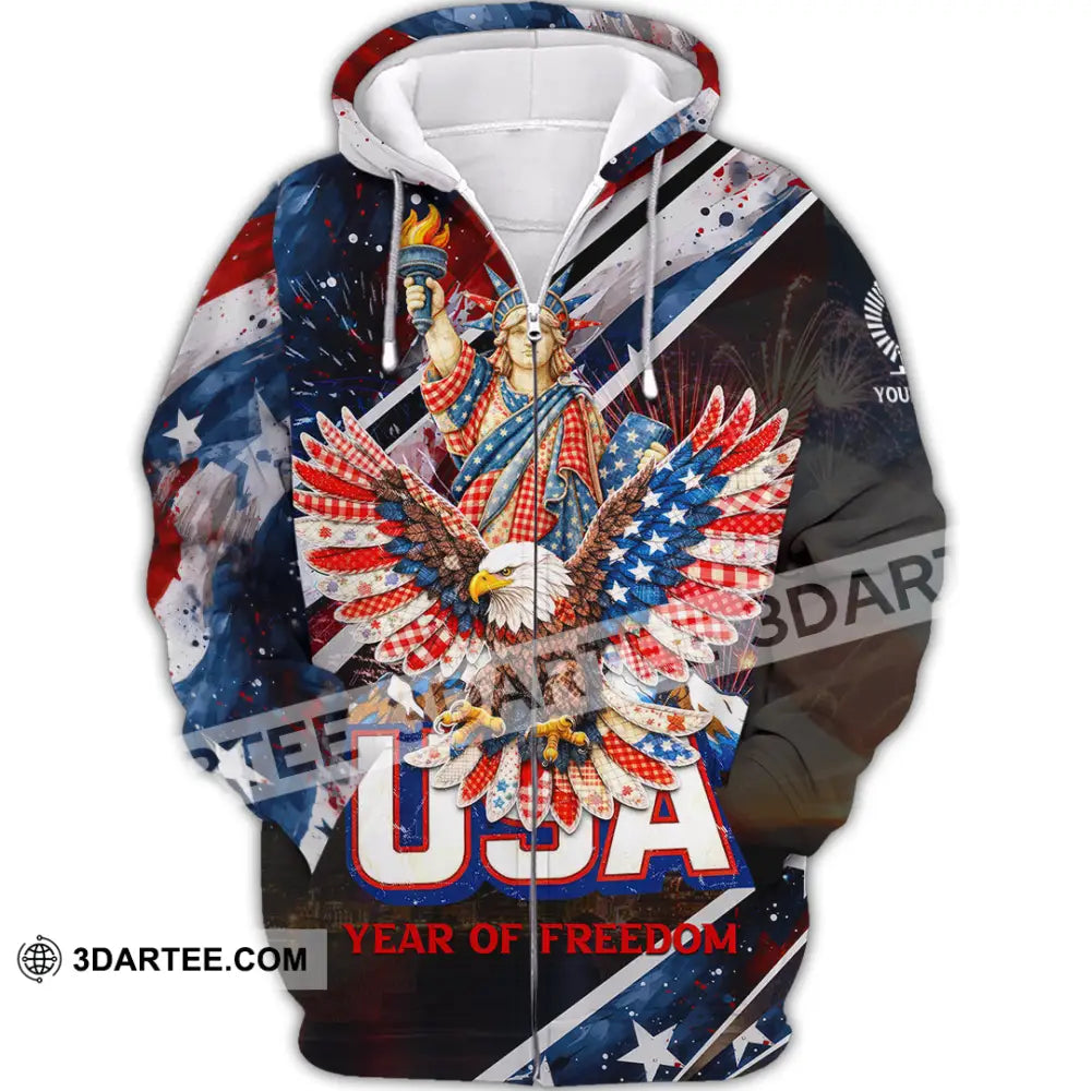 Unisex Shirt - Custom 250 Years Of United State Of America 3D Shirt Zipper Hoodie / S T-shirt