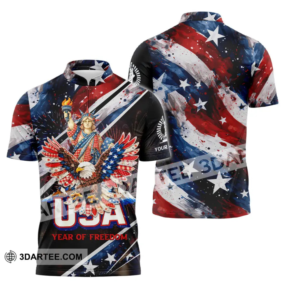 Unisex Shirt - Custom 250 Years Of United State Of America 3D Shirt Zipper Polo Shirt / S T-shirt