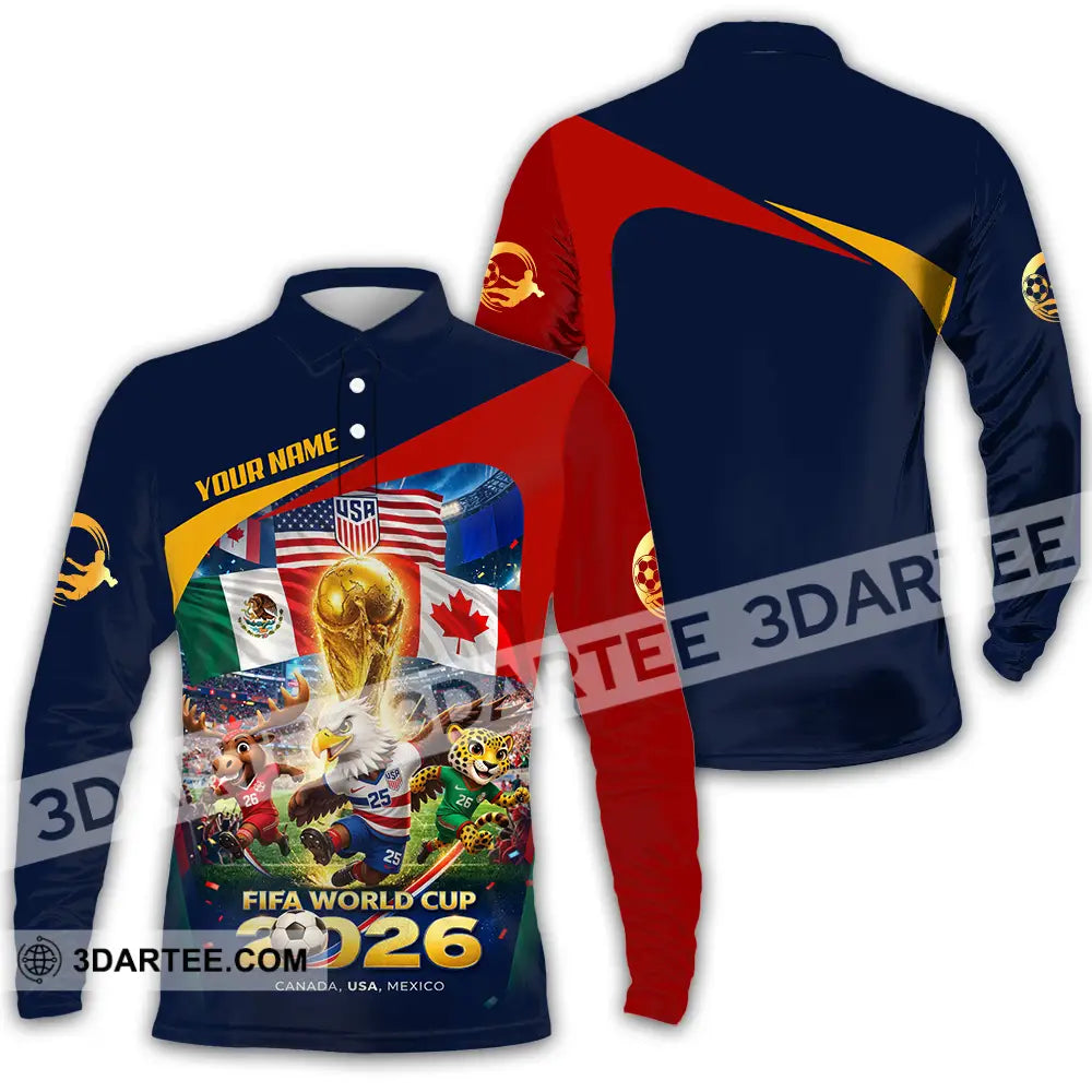 Unisex Shirt - Custom World Cup 2026 3D Shirt Long Sleeve Polo / S T-shirt