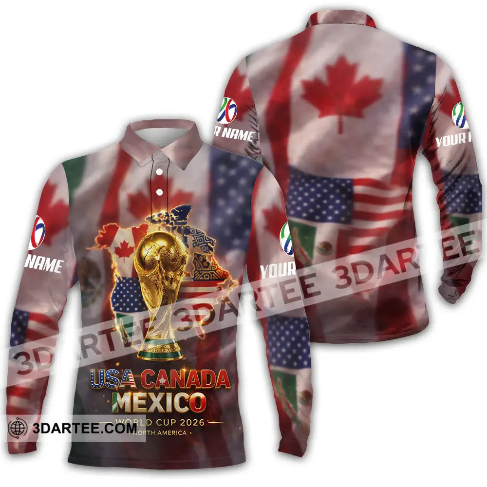 Unisex Shirt - Custom World Cup 2026 3D Shirt Long Sleeve Polo / S T-shirt