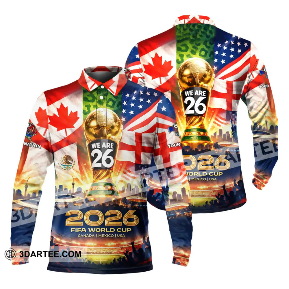 Unisex Shirt - Custom World Cup 2026 3D Shirt Long Sleeve Polo / S T-shirt