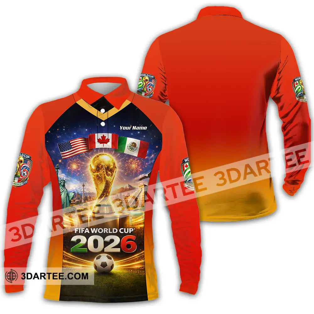 Unisex Shirt - Custom World Cup 2026 3D Shirt Long Sleeve Polo / S T-shirt