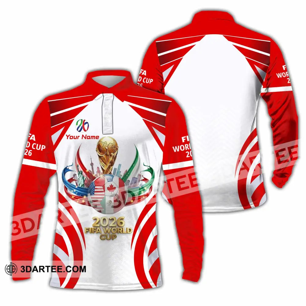 Unisex Shirt - Custom World Cup 2026 3D Shirt Long Sleeve Polo / S T-shirt