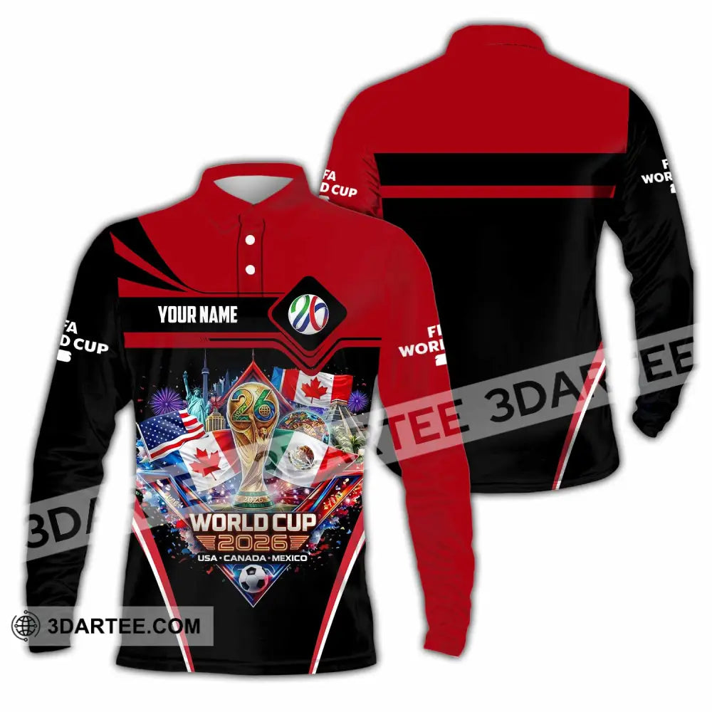 Unisex Shirt - Custom World Cup 2026 3D Shirt Long Sleeve Polo / S T-shirt