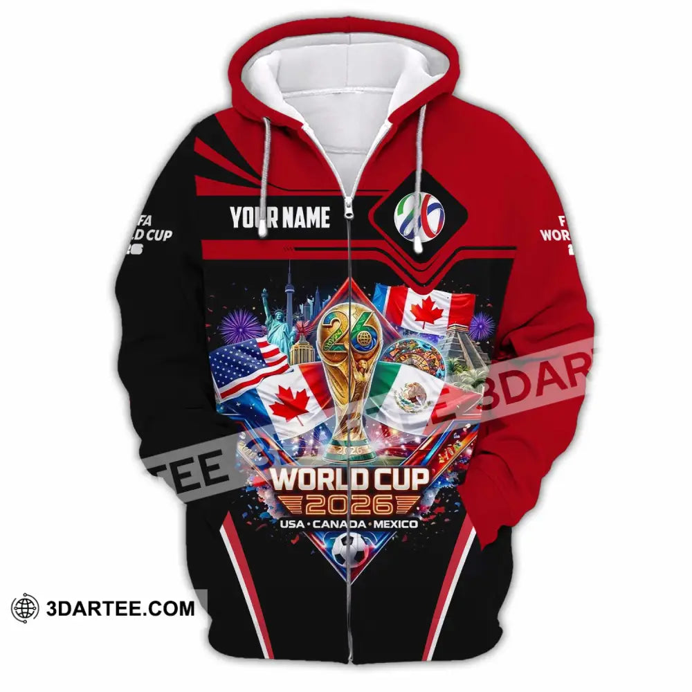 Unisex Shirt - Custom World Cup 2026 3D Shirt Zipper Hoodie / S T-shirt