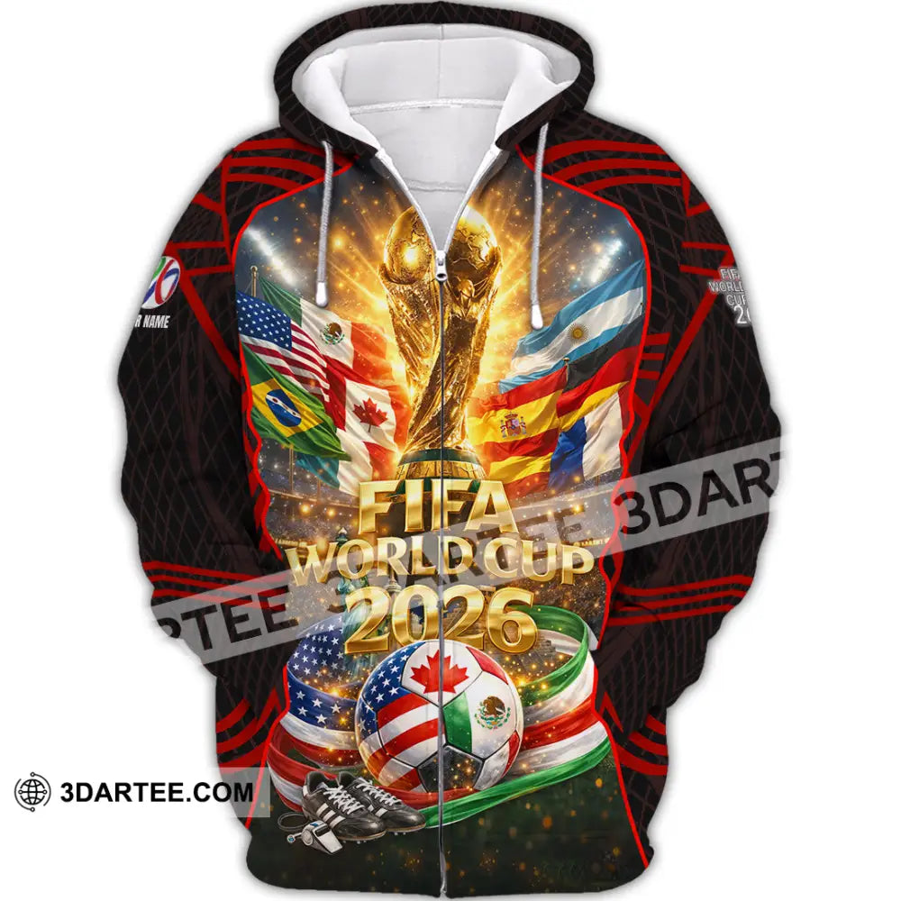 Unisex Shirt - Custom World Cup 2026 3D Shirt Zipper Hoodie / S T-shirt