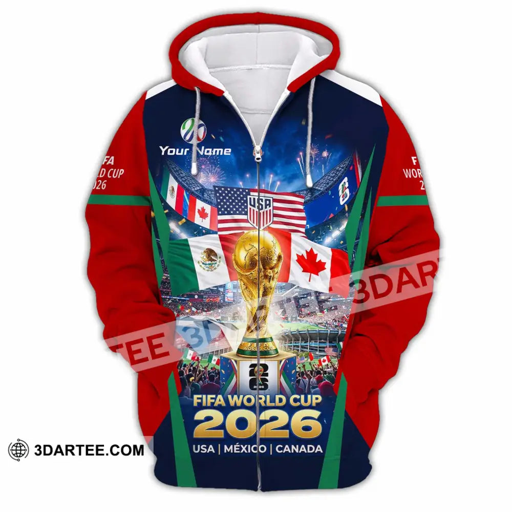 Unisex Shirt - Custom World Cup 2026 3D Shirt Zipper Hoodie / S T-shirt