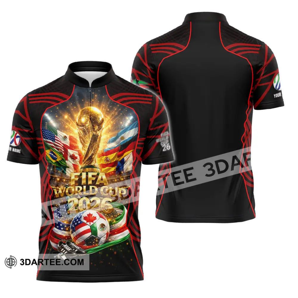 Unisex Shirt - Custom World Cup 2026 3D Shirt Zipper Polo Shirt / S T-shirt