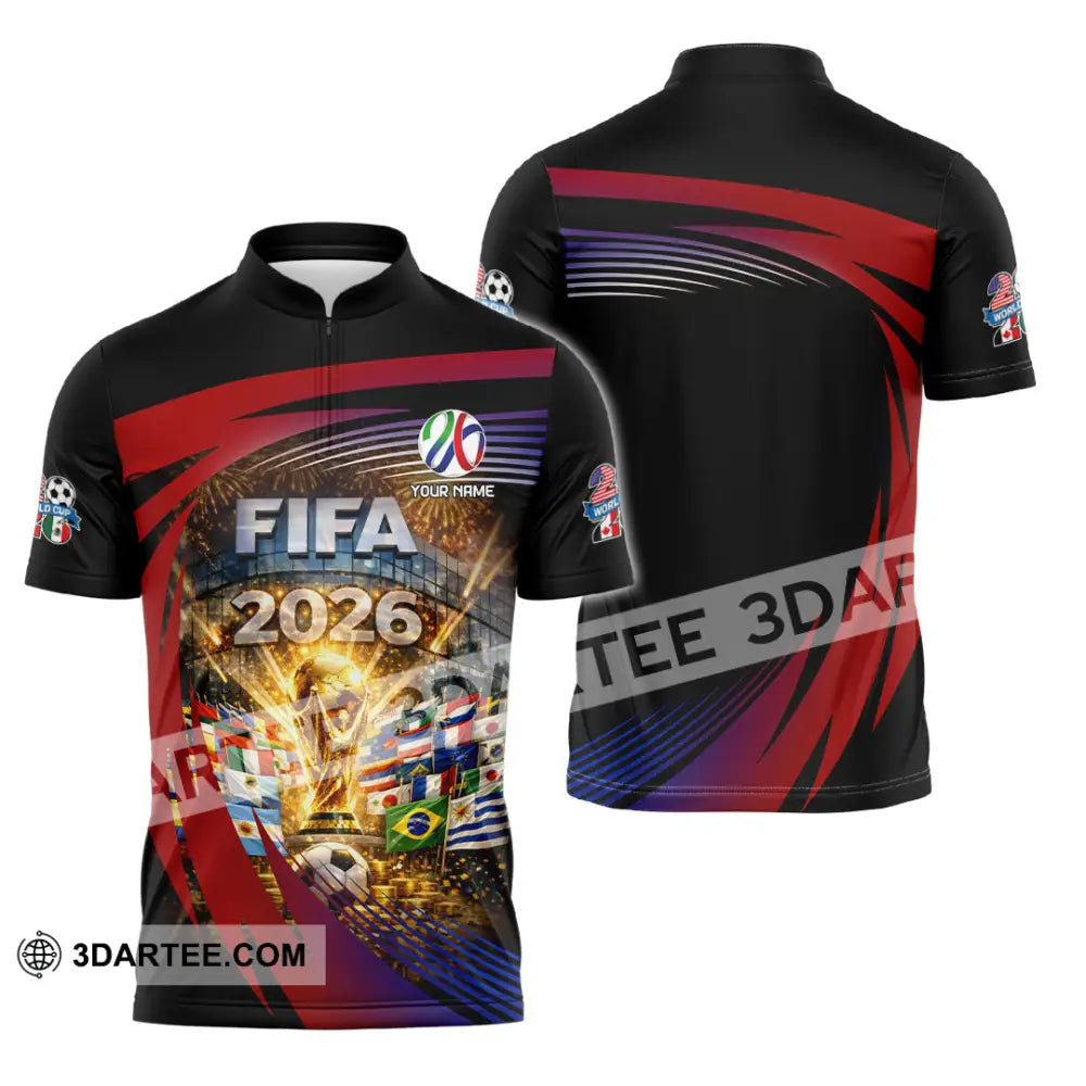 Unisex Shirt - Custom World Cup 2026 3D Shirt Zipper Polo Shirt / S T-shirt