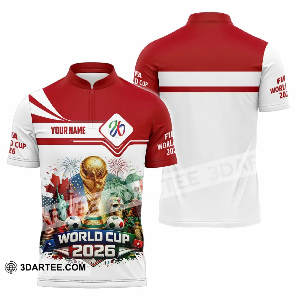 Unisex Shirt - Custom World Cup 2026 3D Shirt Zipper Polo Shirt / S T-shirt