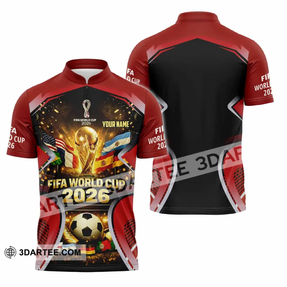 Unisex Shirt - Custom World Cup 2026 3D Shirt Zipper Polo Shirt / S T-shirt