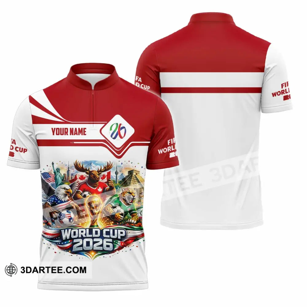Unisex Shirt - Custom World Cup 2026 3D Shirt Zipper Polo Shirt / S T-shirt