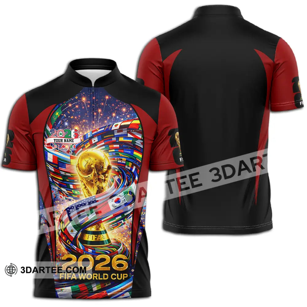 Unisex Shirt - Custom World Cup 2026 3D Shirt Zipper Polo Shirt / S T-shirt