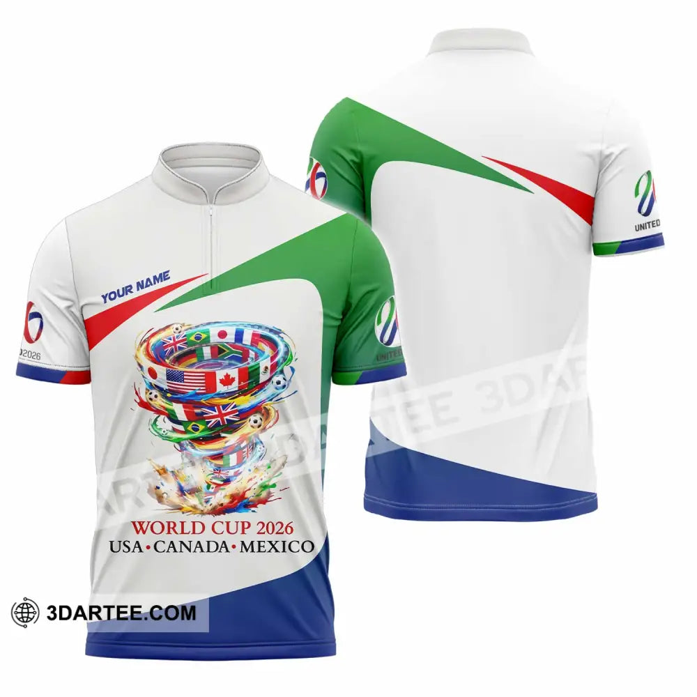 Unisex Shirt - Custom World Cup 2026 3D Shirt Zipper Polo Shirt / S T-shirt