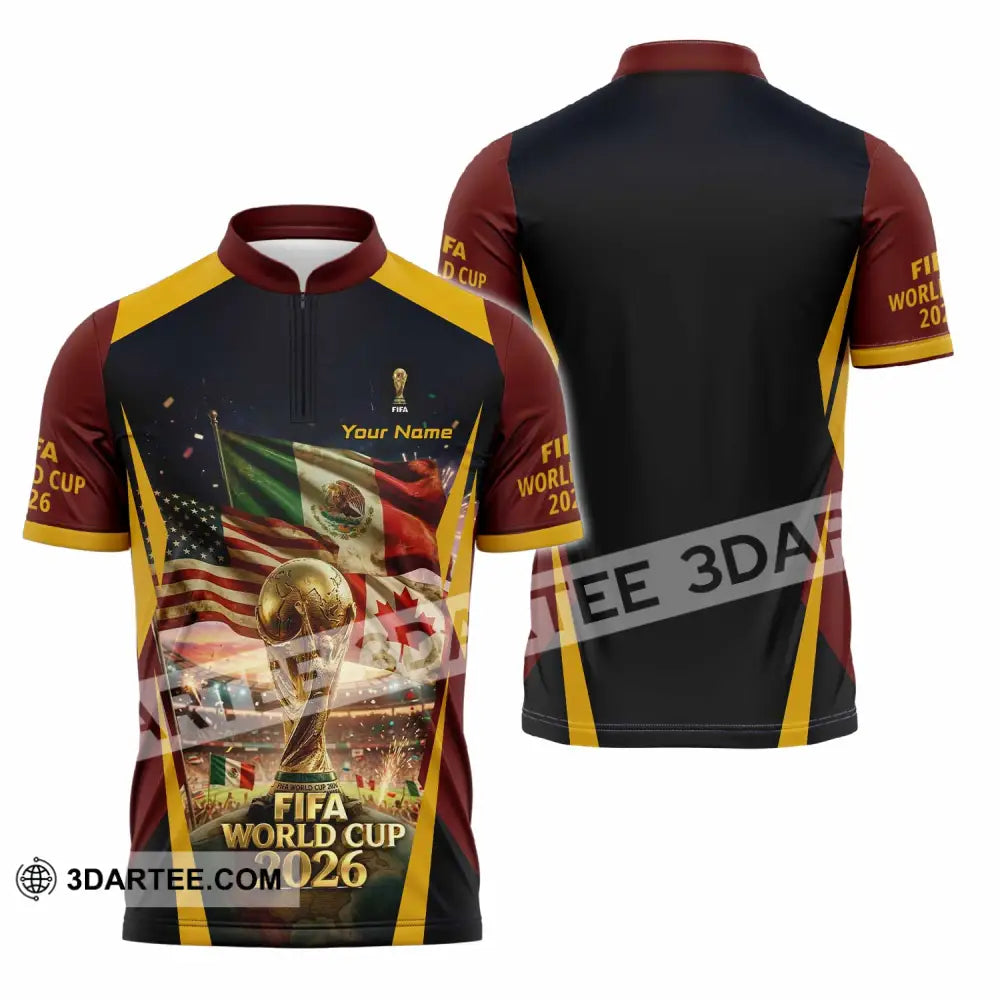 Unisex Shirt - Custom World Cup 2026 3D Shirt Zipper Polo Shirt / S T-shirt