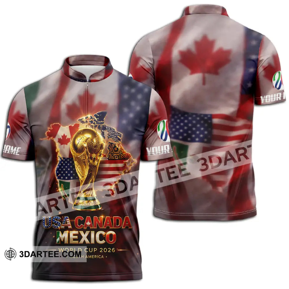 Unisex Shirt - Custom World Cup 2026 3D Shirt Zipper Polo Shirt / S T-shirt